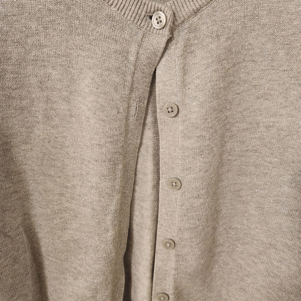Croft And Barrow Silver Sparkle Gray Cardigan Sweater Medium - Picture 2 of 9
